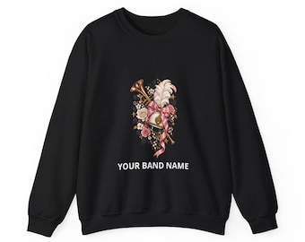 Personalized Floral Marching Band Crewneck, Custom School Music Sweatshirt
