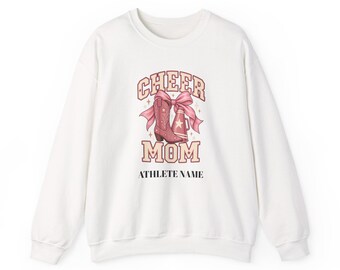 Personalized Cheer Mom Sweatshirt, Western Cowgirl Bow, Custom Athlete Name (Made to Order)