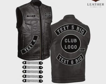 Gilet en cuir personnalisé pour club de motos - écussons de motard MC personnalisés