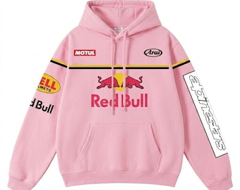Sweat à capuche racing streetwear rose - Pullover surdimensionné à motif graphique de sport automobile