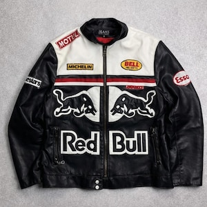 Red bull racing leather jacket - Etsy 日本