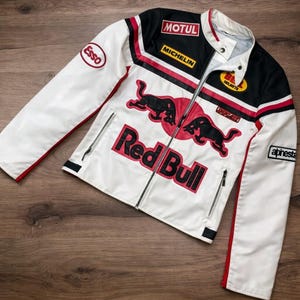 新品　Oracle Red Bull Racing レザージャケット オラクルレッドブルレーシンググラフィックフェイクレザージャケット