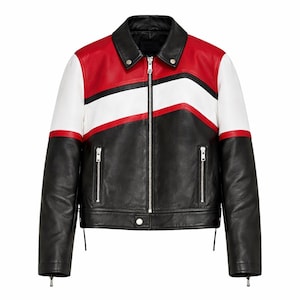Men's Color-Block Leather Biker Jacket – K-Pop Streetwear Korean Style Fashion