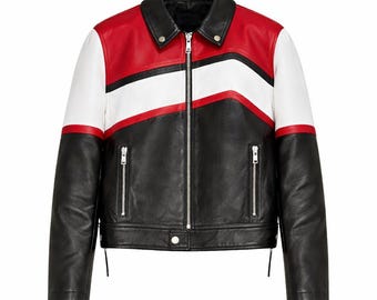 Veste motard en cuir pour hommes color-block - Streetwear K-Pop, mode de style coréen