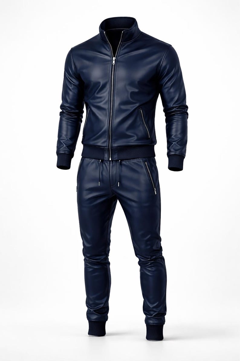 Luxury Leather Tracksuit for Men - Custom Made | Worldwide Shipping image 4