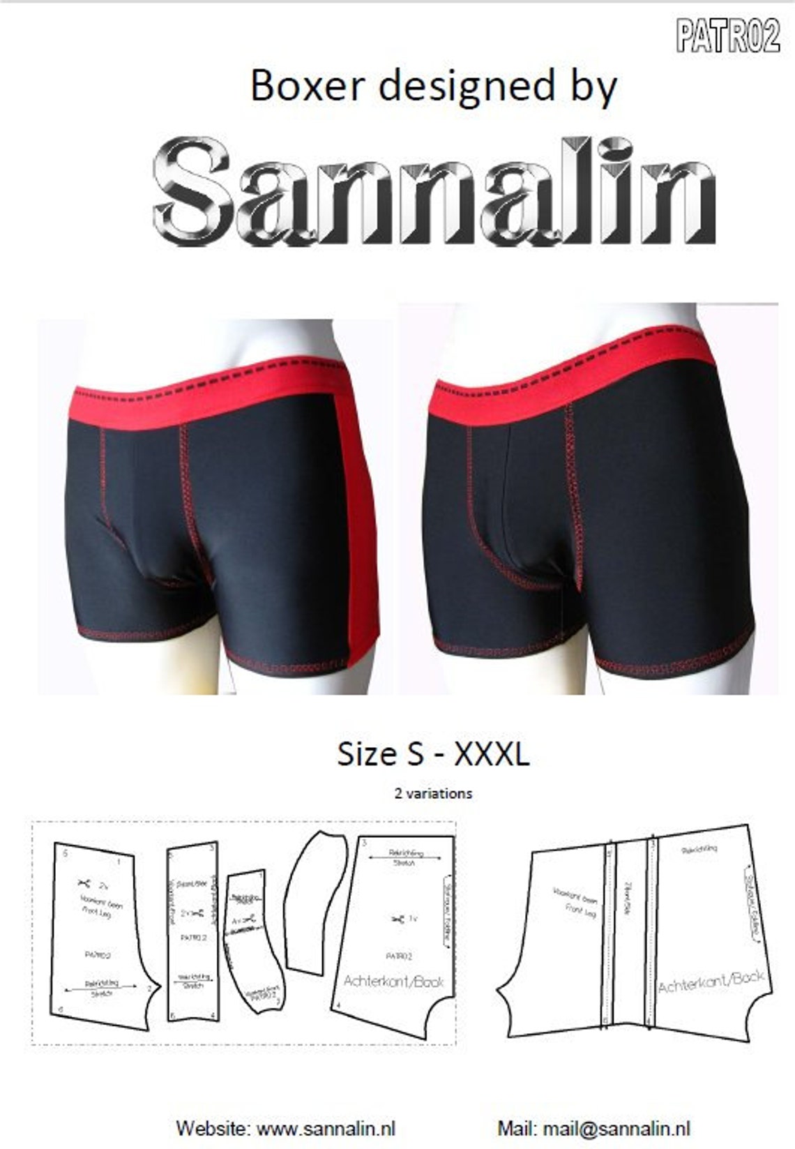 Patroon/mannen Boxer/ Pattern Men Boxer PATR02 Etsy