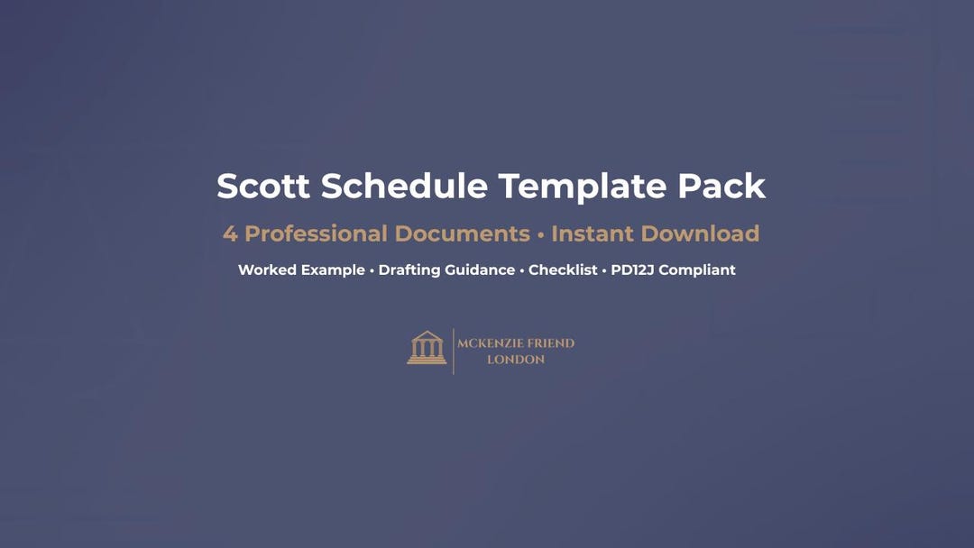 Scott Schedule Example Scott Schedule Template Pack | UK Family Court, PD12J Compliant ...