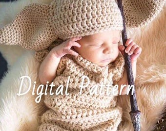 Little Elf Crochet Outfit Newborn PATTERN, Newborn Photography Crochet Pattern, Newborn Halloween Crochet Pattern,