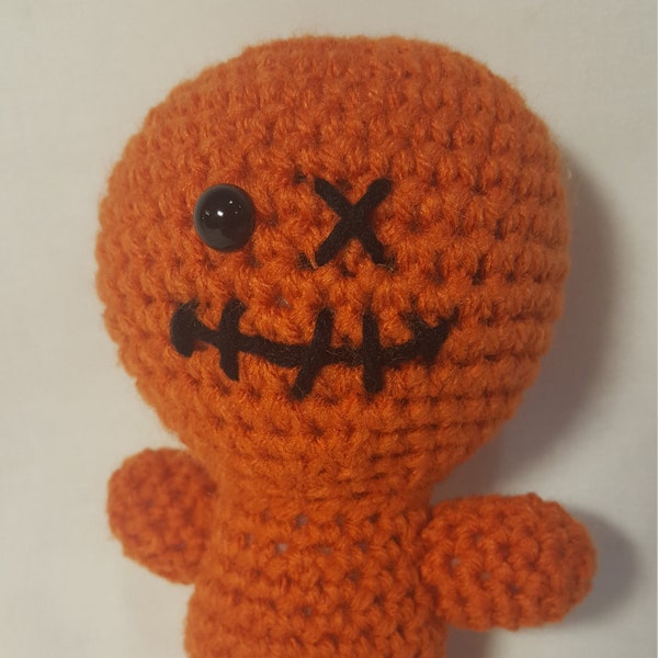 Crochet Voodoo Doll, Amigurumi Doll, Orange Crochet Amigurumi Voodoo Doll, Orange Voodoo Doll, Voodoo Plushie, Voodoo Stuffed Animal