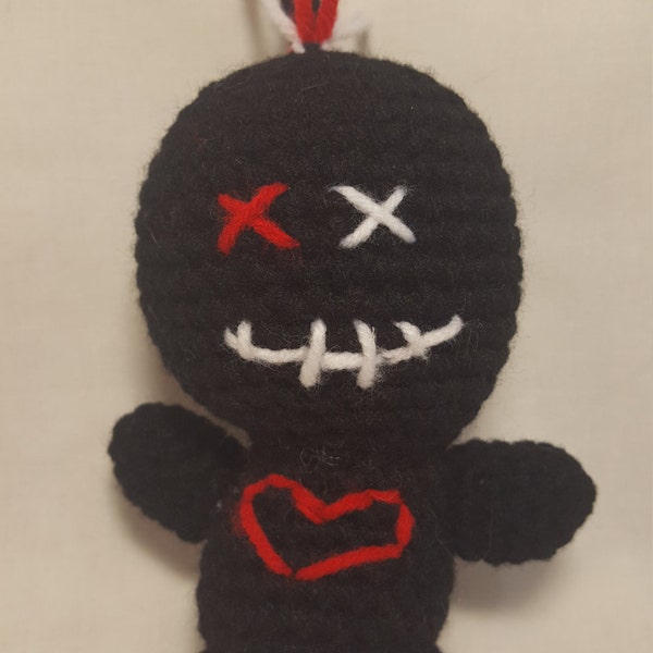 Crochet Amigurumi Voodoo Doll, Voodoo Doll, Crochet Doll, Crochet Toy, Black Doll, Red, White, Stuffed Voodoo Doll, Amigurumi Doll