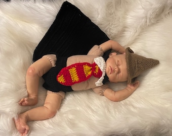 Magician Crochet Newborn Outfit PATTERN, Witch or Warlock Robes Newborn Outfit PATTERN ONLY