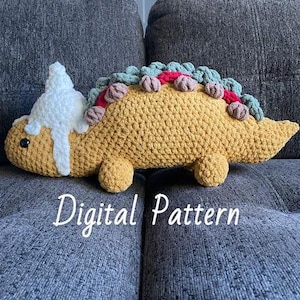 Tacosaurus Crochet Pattern, Taco Stegosaurus Crochet Stuffed Animal Pattern