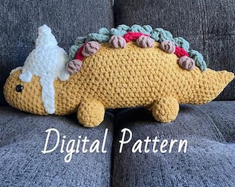 Tacosaurus Crochet Pattern, Taco Stegosaurus Crochet Stuffed Animal Pattern