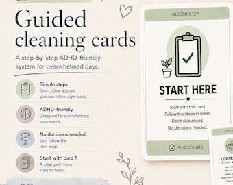 Declutter Your Home Step by Step | ADHD Cleaning System | Printable Cards