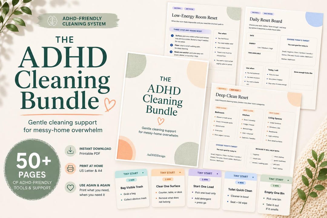 ADHD Cleaning Planner Bundle, Printable Reset System, Executive ...