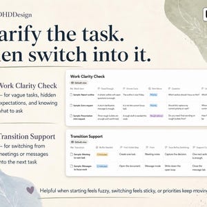 A Work Clarity Check database for vague workplace tasks, hidden expectations, unclear priorities, and good-enough next steps.