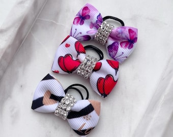 Lazos para el pelo de perro hechos a mano (3 unidades), lazo pequeño para el pelo de perro, accesorios para el pelo de cachorro, lazos de aseo hechos a mano.