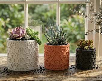 Jardinière en dentelle florale en relief — Pot de fleurs sculptées imprimées en 3D, décoration vintage