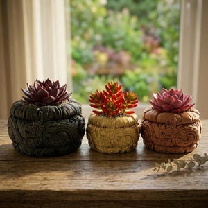Aztec Serpent Succulent Planter – Feathered Quetzalcoatl 3D Printed Pot, Mexican Decor Gift