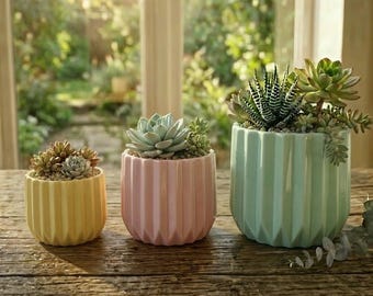 Fioriera verticale scanalata – Vaso per piante grasse a colonna scanalata, decorazione moderna Art Déco