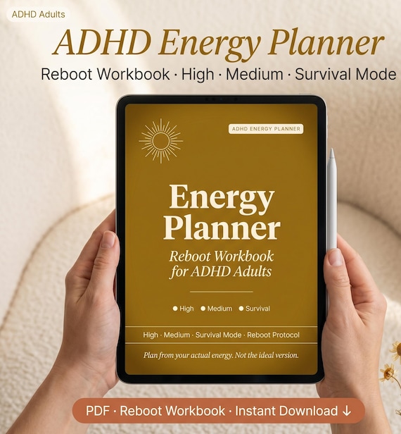 ADHD Energy Planner PDF | Reboot Workbook for Adults | Neurodivergent Productivity Printable