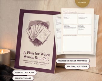Autistic Meltdown & Shutdown Journal for AuDHD Adults | Sensory Overload Protocol Cards | A Plan for When Words Run Out | Printable PDF