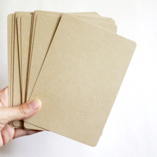 Kraft Paper Blank Note Card with Round Corner, Size 4.2"x6" inch,  Set of 25 - for postcard, greeting card, crafts, letterpress - LOW STOCK