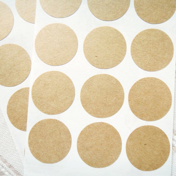 1 inch Kraft Round Stickers, Medium Circle Stickers, Kraft Paper Stickers, Self Adhesive, Set of 2 sheets or 42 circles