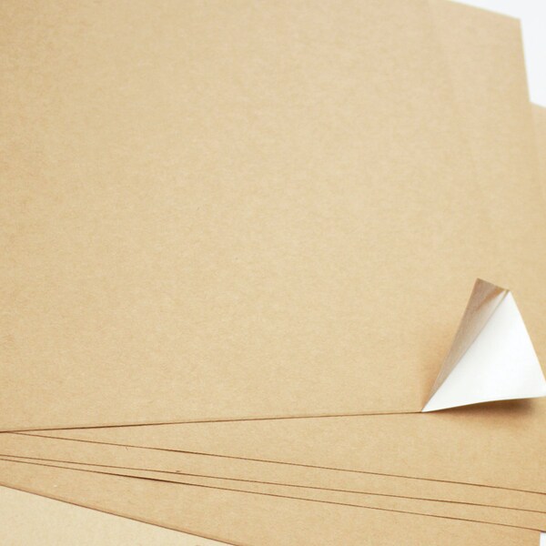 Set of 5 Sheets of A4 Kraft Paper Stickers/Self Adhesive for Laser, Inkjet Printer - Multipurpose, DIY