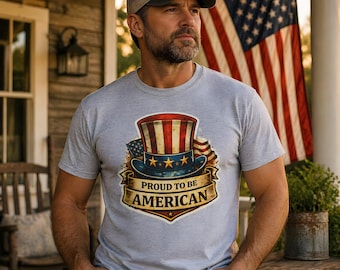 Stolt över att vara amerikansk, patriotisk amerikansk flagga-tröja för män