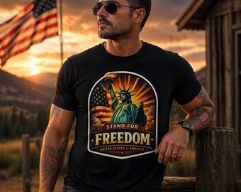 Stand for Freedom-skjortan, Frihetsgudinnans patriotisk t-shirt för män