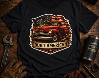 Built American Truck-skjorta, vintage pickup-flaggtröja för män