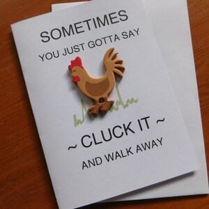 Carte poulet, carte gloussant, carte toutes occasions, carte abandonnez, carte drôle, carte vierge, carte gland artistique, carte poulet gloussant,
