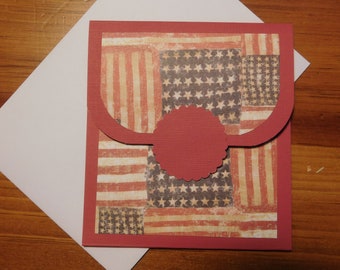 Patriotic Gift Card, Flag  Gift Card Holder, Honor Flight Gift Card, Patriotic Money Card , Stars Gift Card - 4th of July Gift Card ,