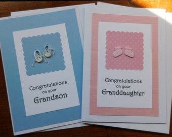 Handmade Grandchild Congratulations Card: New Grandson or Granddaughter