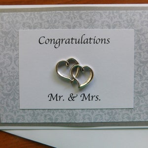 Carte de mariage, carte de charme de mariage, carte Mr & Mrs, carte-cadeau de mariage, carte de mariage coeurs, mariage, carte pour mariage, carte de coeurs de mariage