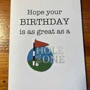 Tarjeta de cumpleaños de golf, tarjeta de golf, cumpleaños de hoyo en uno, tarjeta de cumpleaños de golf con hoyo en uno, deseo de cumpleaños de hoyo en uno, cumpleaños de golf