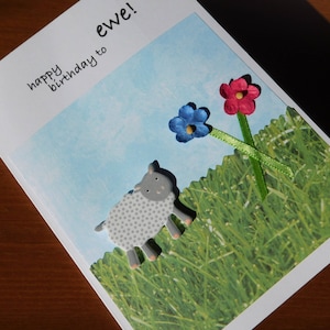 Handmade Sheep Birthday Card: &#39;Happy Birthday to Ewe!&#39;
