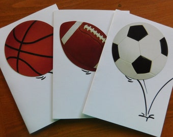 Sports Birthday Card: Soccer, Football, Basketball