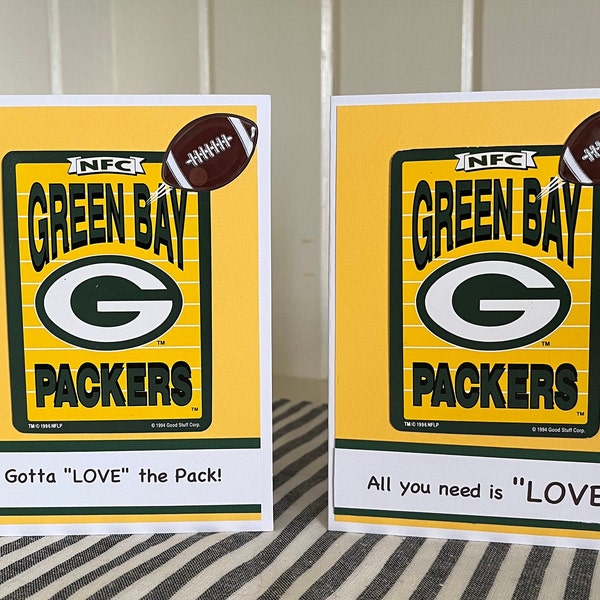 Green Bay Packers Card, Green Bay Love, Football Card,  Packers Birthday Card, Football blank card, Packers, Green Bay Packers Birthday Card