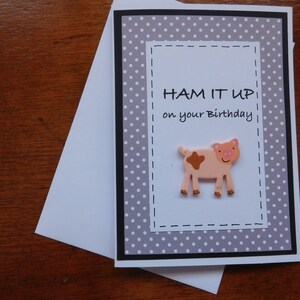 Handgemaakte verjaardagskaart varken: grappige woordspelinggroet