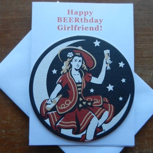 Miller High Life Girl, Beer Card, Beer Birthday Card, Miller  Beer Coaster, Beer girlfriend card, Miller beer card,