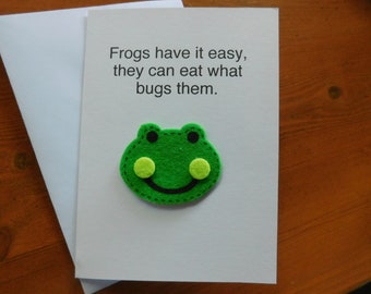 Felt Frog Card: Funny Birthday Note, Any Occasion