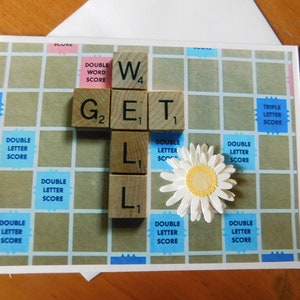 Carte de rétablissement, carte de vœux entre amis, carte de rétablissement, carte de rétablissement en pensant à vous, carte de rétablissement avec des amis, scrabble