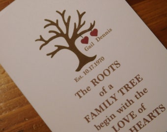 Handmade Anniversary Card: Family Tree with Hearts