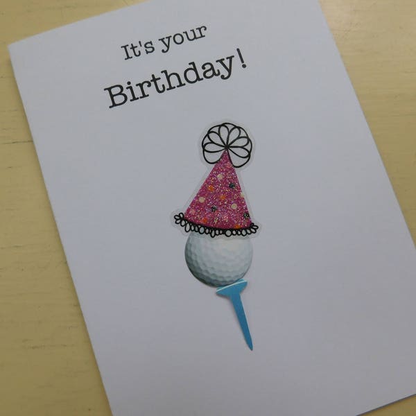 Golf Birthday Card ,Golf Ball Birthday, Golfer Birthday Card, Birthday Card for golfer, golfing birthday card, golfing card, artsy acorn