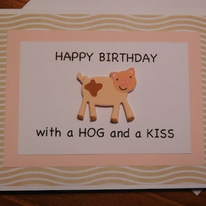 Verjaardagskaart varken, verjaardag varken, kaart varken, kaart varken, verjaardag varken, varkens, roze varken, verjaardag handgemaakte wenskaart met varken versiering