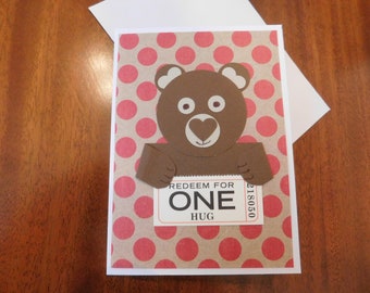 Bear Hug Card: Handmade Thinking of You Card (4" x 5.5")