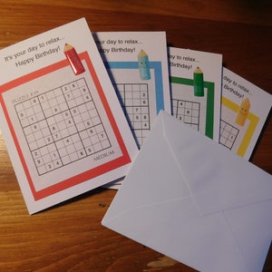 Carte d'anniversaire Sudoku, Sudoku puzzle, Happy Birthday Sudoku, Sudoku Puzzle Birthday card, Sudoku, Birthday car for puzzlers, Puzzle d'anniversaire