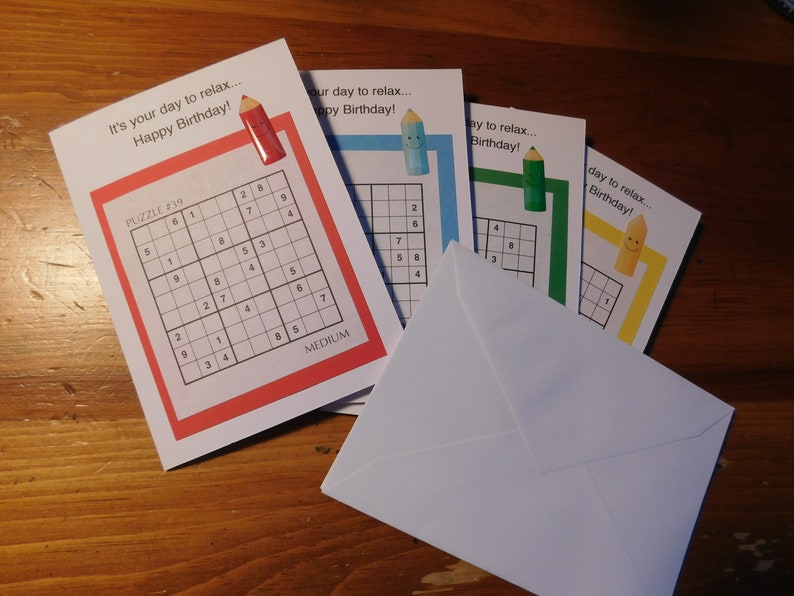 Sudoku Birthday Card Sudoku Puzzlehappy Birthday Sudoku Etsy